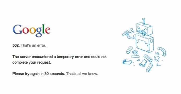 Pesan error 502 Bad Gateway di Google